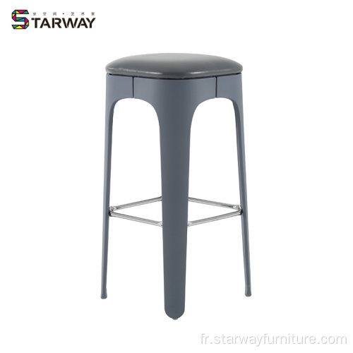 Tabouret de bar en plastique moderne avec siège rembourré